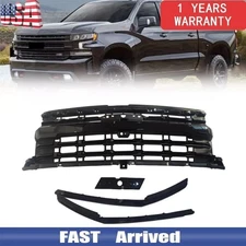 Front Bumper Upper Grille Black Plastic For 2022 2023 2024 Chevy Silverado 1500