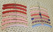 13 Vtg Pink Red Lot Knitted Crochet Handmade Grandmothercore Clothes Hangers