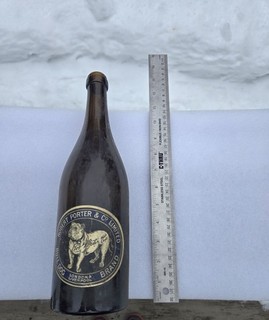 Vintage Rare Guinness Extra Stout Bull Dog Brand Paper Label Beer Bottle Antique