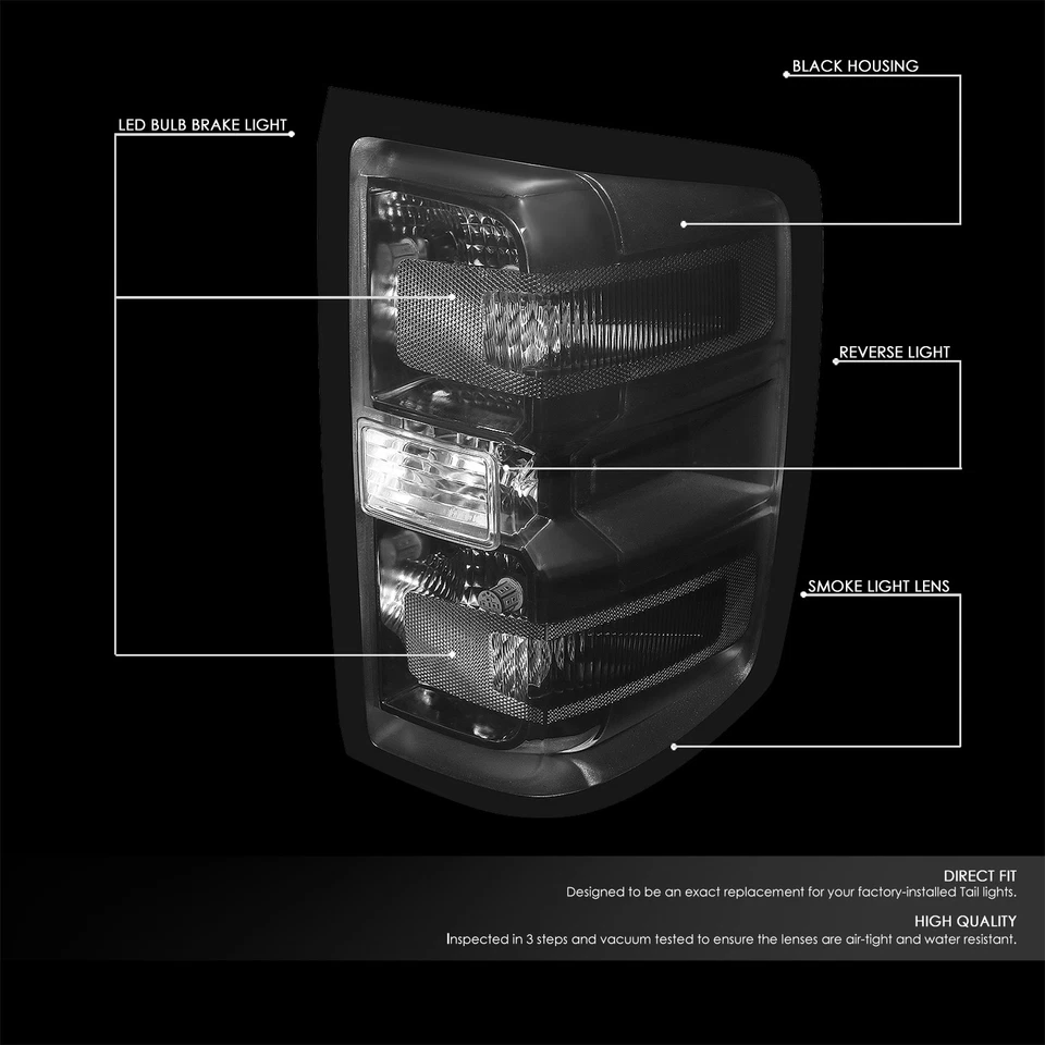 For 2014-2019 Silverado 1500 2500 HD Sierra 3500 HD LED Tail Lights Brake Lamps - Image 2 of 4