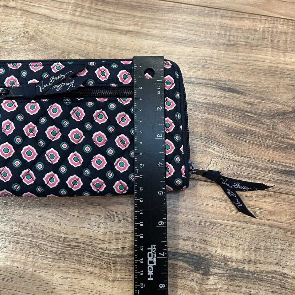 NWOT Vera Bradley Petal Paisley Quilted Turn Lock Zip Wallet Blue & Pink - Image 3 of 4