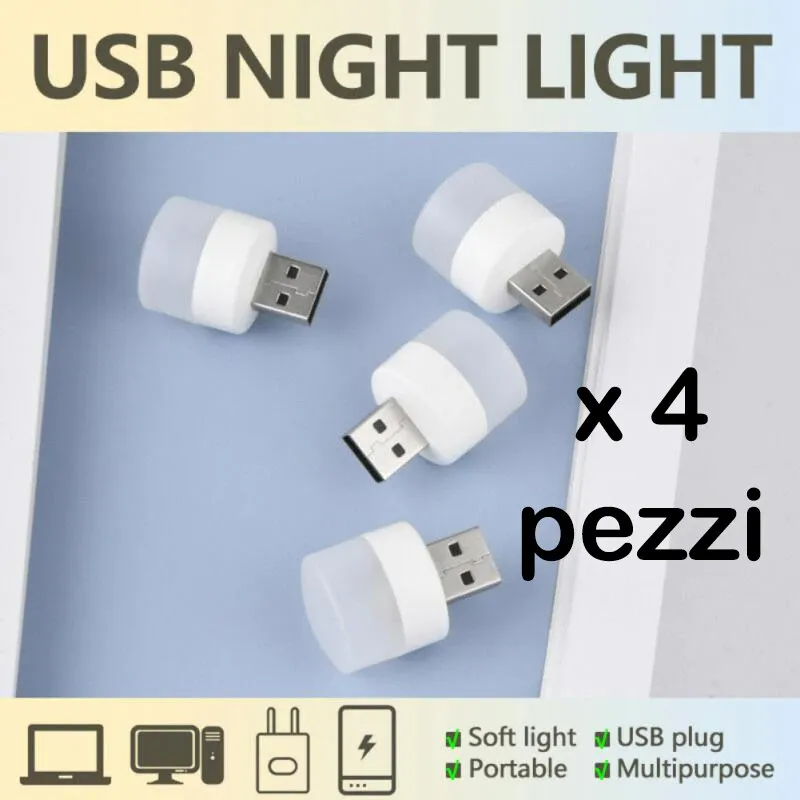 4X USB portatile Mini Lampada LED Luce Notturna Lampada Rotonda