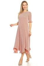 Chris & Carol Modest Pink Striped Dress Half Sleeve Made in USA Store