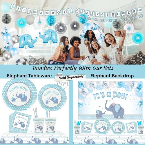 697 Piece Blue Elephant Baby Shower Decorations for Boy Kit - It'S a BOY Pre-Str - Picture 3 of 6