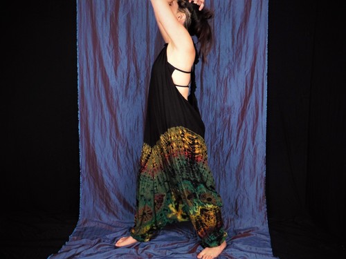 Black Tie Dye Harem Dungarees Hippie Bohemian Baggy Jumpsuit New by Bare Canvas - Picture 20 of 149