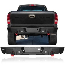 Fits 1999-2006 Gmc Sierra 1500 Steel Rear Bumper Wsquare Lights Black D-ring Fits 1999-2006 Gmc Sierra 1500 Steel Rear Bumper Wsquare Lights Black D-ring