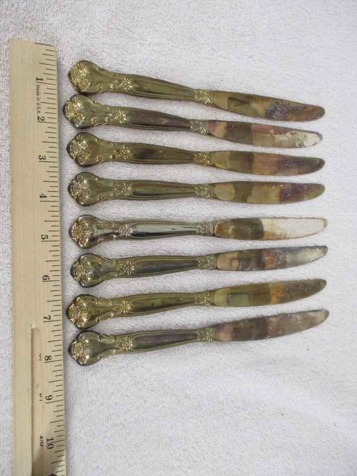 Juego de 8 cubiertos de cena Godinger Knives Grand Master Gold Electroplate 9 pulgadas Foto 3 de 4