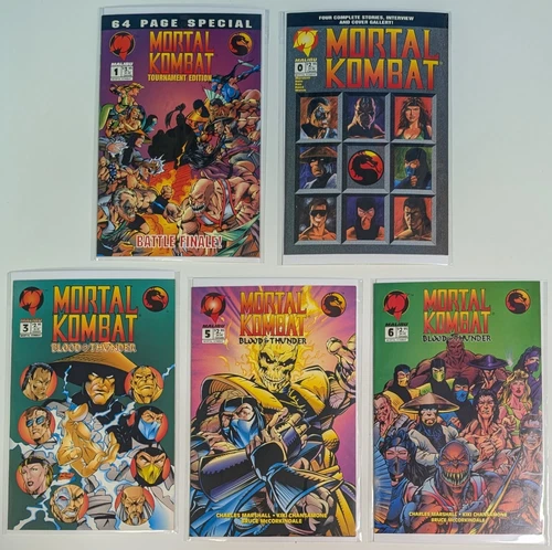 5 Lot 1990s Mortal Kombat No. 0 1 3 5 6 Malibu Comic Books Collection