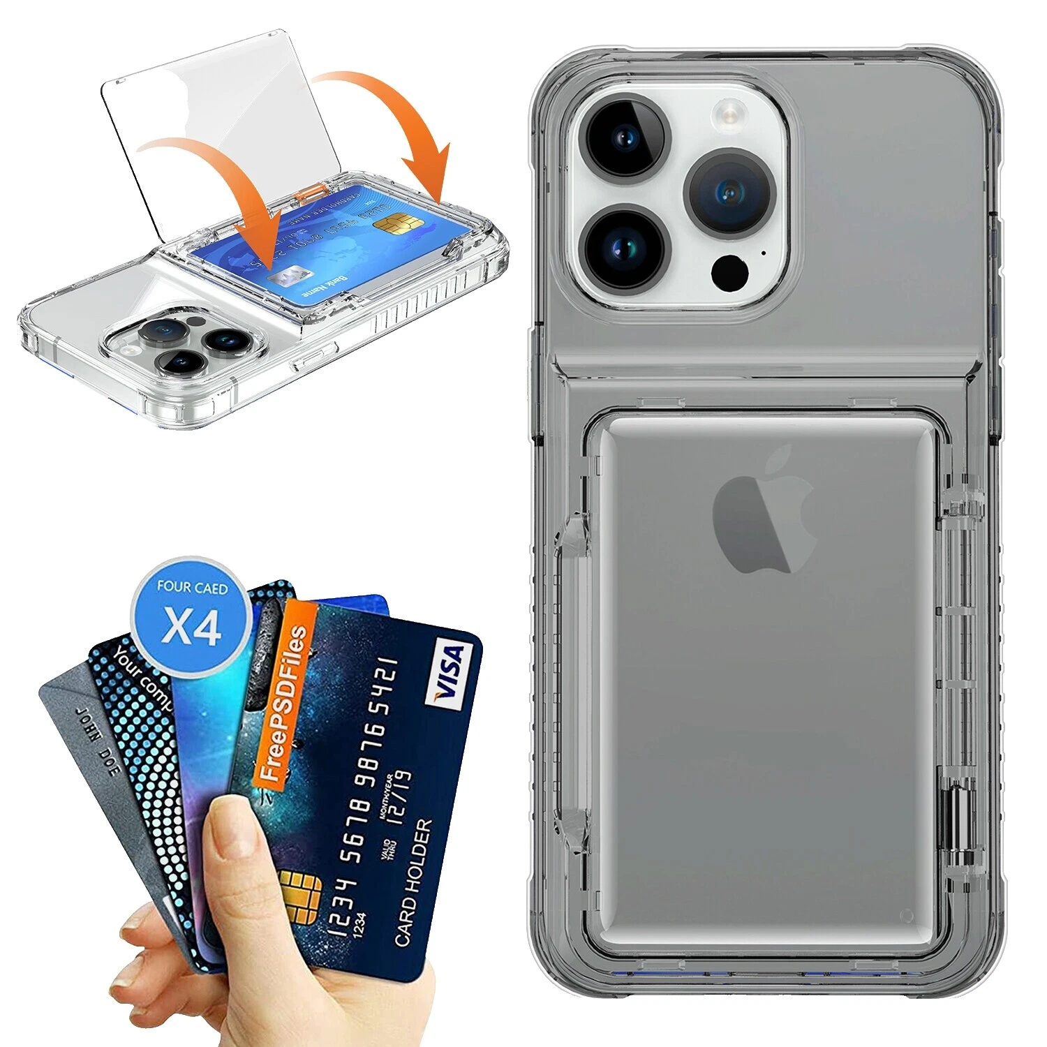 Transparent Silicone/Gel/Rubber Cases, Covers & Skins with Card Pocket