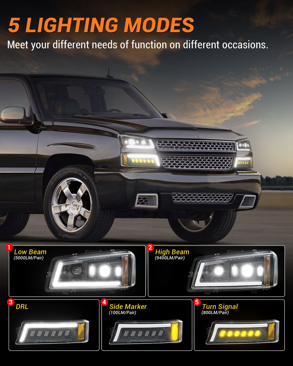 For 2003-2007 Chevy Silverado 1500 2500 3500 LED DRL For 2003-2007 Chevy Silverado 1500 2500 3500 LED DRL