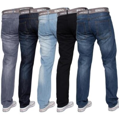 Enzo Jeans Straight Leg Mens Denim Trousers Regular Fit Work Pants