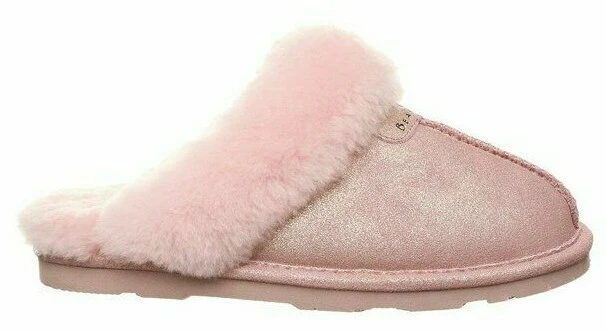 Pink Fluffy Women's Suede Mule Slippers