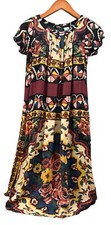 Anthropologie Akemi + Kin Chiffon Flowy Ikat Tribal Roses Dress No Lining S/M
