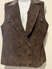 Vintage Kenar Leathers Brown Suede Women’s Biker Vest Made In Usa Size S Euc