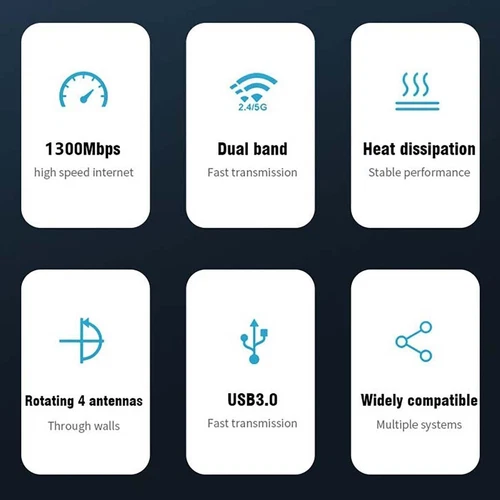Wireless WIFI USB 3.0 Adapter 1300Mbps Long Range Dongle Dual Band Network lot - Picture 8 of 13