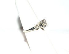 14k White Gold Diamond Engagement Ring 0.30 Carat Three Stone Round Cut Size 7