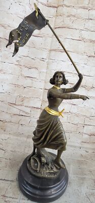 Art Deco by Gaudez Joan of Arc French Maid of Orleans Hot Cast Bronze Sculpture
