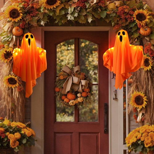 Spooky Halloween leuchtende Geist hängende Lichter für Hof Garten Tür Party Deko - Bild 18 von 20