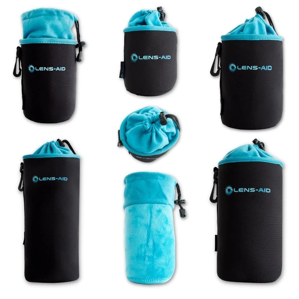 LENS-AID Neopren Objektivbeutel m. Fleece Fütterung - Objektivtasche einzeln oder als Set