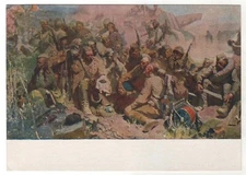1958 WW2 "Native Land" At a halt Military Soldiers Red Army OLD Russian Postcard