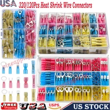 320/120Pcs Heat Shrink Wire Connectors Marine Automotive Waterproof Terminals