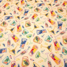 Ambrosia BTY Natalie Miles P&B Textiles Tropical Fruit Drinks on Yellow