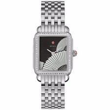Michele Deco II Mid Fan Dial & Diamond Stainless Steel Womens Watch MWW06I000015