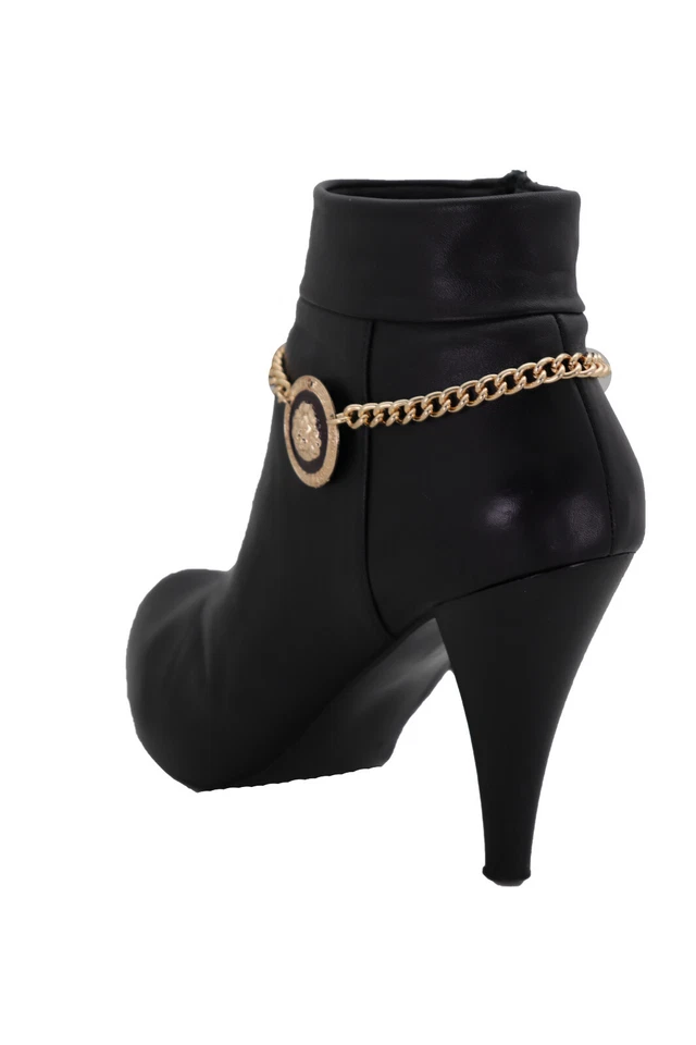 Mujer Oro Cadena Metal Occidental Botas Pulsera Zapato León Moneda Dije Calle - Imagen 4 de 4