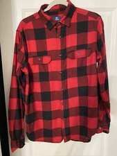 Men  s Buffalo plaid Flannel Shirt, Red/black Size Medium