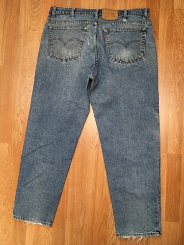 Vintage 90s LEVIS 550 RELAXED FIT TAPERED LEG DISTRESSED DENIM JEAN 40x30 Grunge - Picture 2 of 12