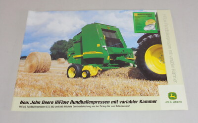 Prospekt  / Broschüre John Deere HiFlow Rundballenpressen 572 582 592 v. 09/2001