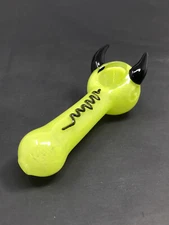 5" Lemon Grass Collectible TOBACCO Glass Devil Horns Glass Hand Smoking Pipe