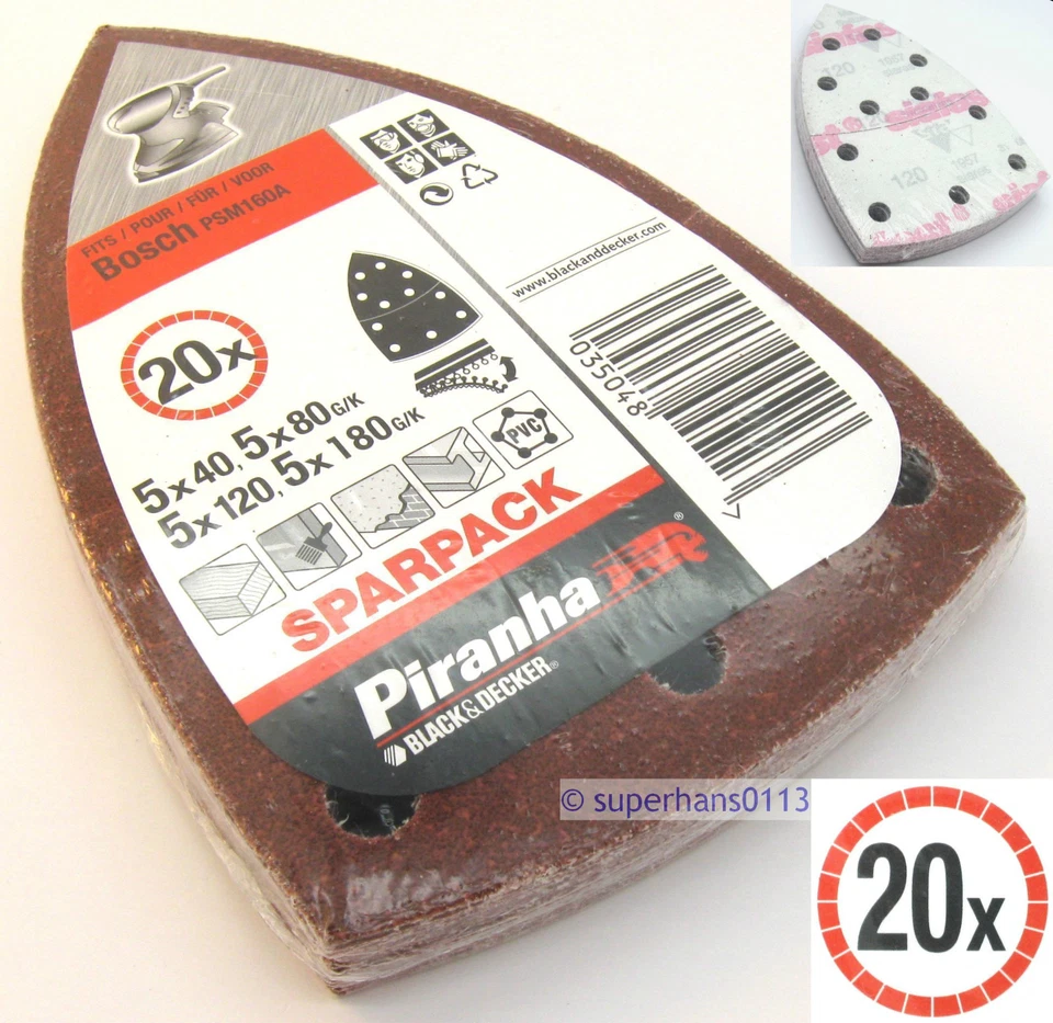 BLACK AND DECKER 20 Bosch Multi Sander PSM160A PSM 80 Sanding Sheets Sand Paper PRIO Multisander