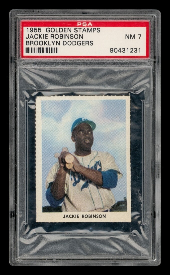 1955 Golden Stamps Brooklyn Dodgers Set-Break Jackie Robinson PSA 7 NM