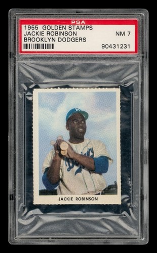 1955 Golden Stamps Brooklyn Dodgers Set-Break Jackie Robinson PSA 7 NM