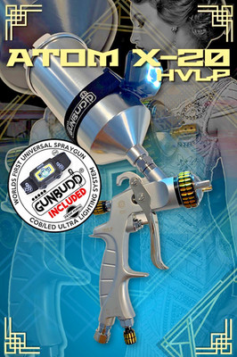 Atom X20 HVLP Air Spray Gun Kit   Gravity Feed Auto Paint + FREE GunBudd Light