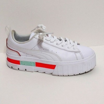Puma Mayze City Lights Women s White Leather Platform Sneakers US 8 Streetwear