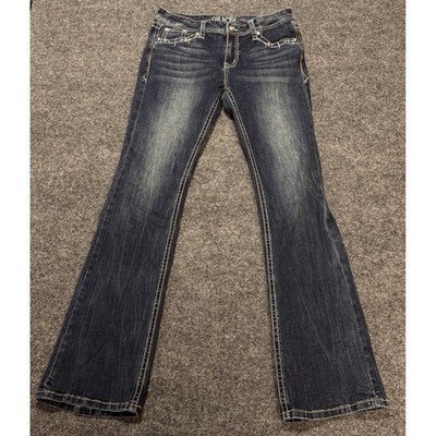 Grace in LA Bootcut Jeans Womens 30 Dark Wash Embroidered Western Cowgirl Boho