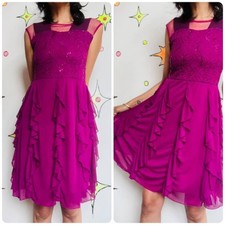 Vintage Y2K Raspberry Glitter Lace Babydoll Dress Fairy Grunge Coquette Small