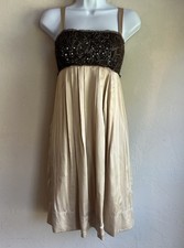 Vintage 90s Y2K BCBGmaxazria Silk Dress 4 Beaded Fairy Grunge Brown Romantic
