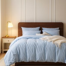 King Size Microfiber Duvet Cover Set, All-Season Wrinkle-Resistant Bedding wi...