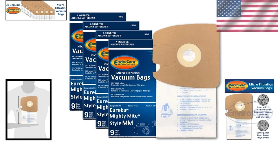 Efficient Replacement Micro Filtration Vacuum Bags - 36 Pack for Eureka Models - Image 2 of 4
