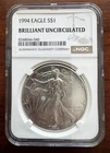 1994 AMERICAN SILVER EAGLE $1 BU BRILLIANT UNCIRCULATED NGC - 040