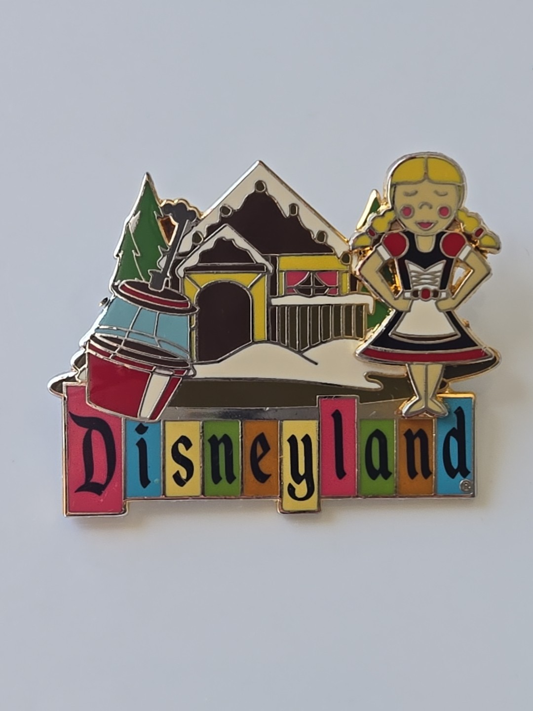 2006 DLR Disney Disneyland Retro Skyway Attraction Swiss Girl 3D Trading Pin