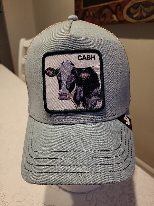 Goorin Bros The Farm Cash Cow Hat Cap Snap Back Trucker Denim Casual Mint!