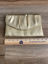 Vintage 1978 Avon Polished Gold Metallic Evening Bag Clutch Purse Snap Closure