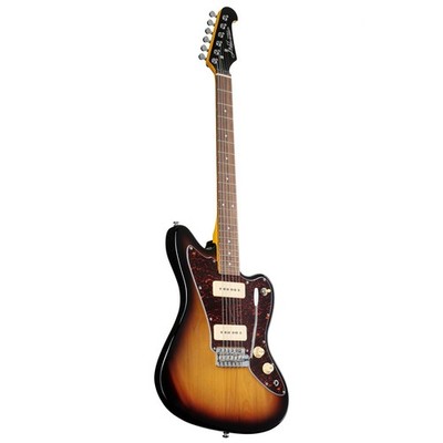 J&D JM30 SB Sunburst E-Gitarre, Erlekorpus, Ahorn-Hals, 22 Bünde, P90