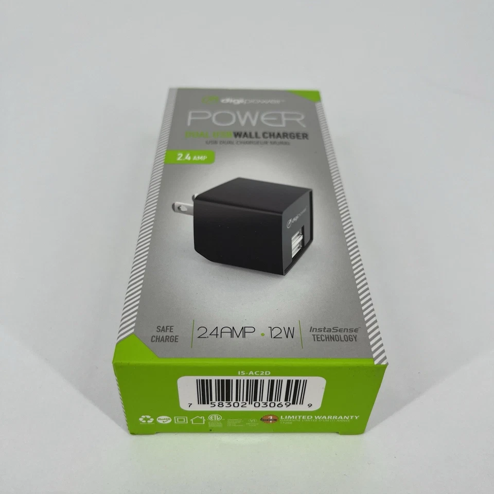 Зарядное устройство настенное DIGIPOWER IS-AC2D InstaSense 2,4 А два USB - Изображение 4 из 4