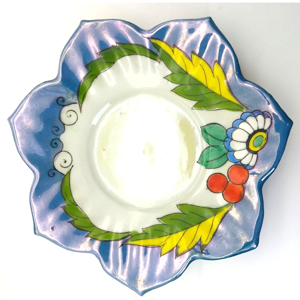 Cuenco para servir Elite B vintage con platillo y cuchara brillo con patrón floral Japón Foto 4 de 4