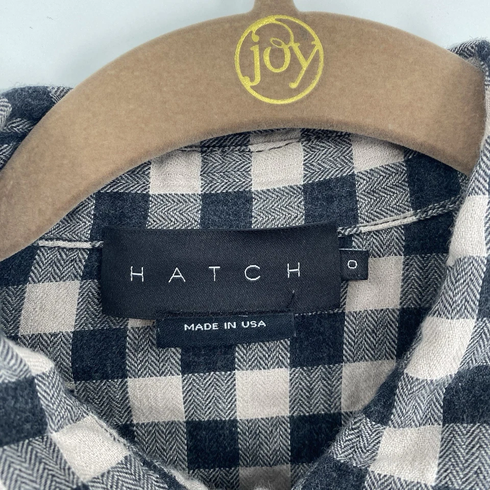 Hatch Maternity Black Plaid Checks Pocket Shirt Size XS / 0 - Image 3 of 4